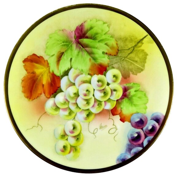 Beyer & Bock Royal Rudolstadt Plate – Hand Painted Grapes, Signed Stein, c1905 - Picture 1 of 6